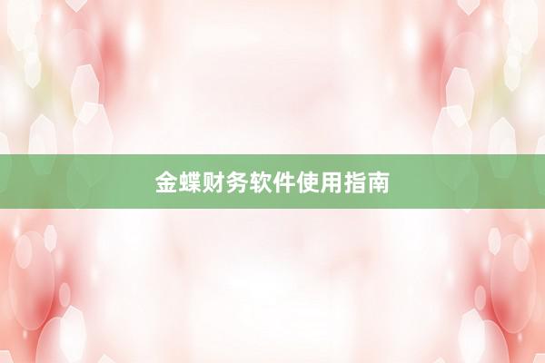 金蝶财务软件使用指南