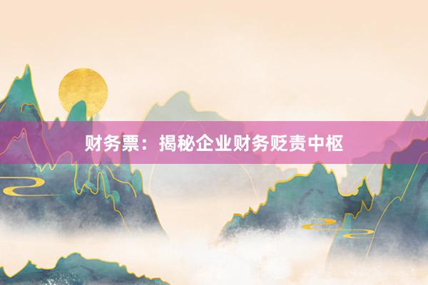 财务票：揭秘企业财务贬责中枢